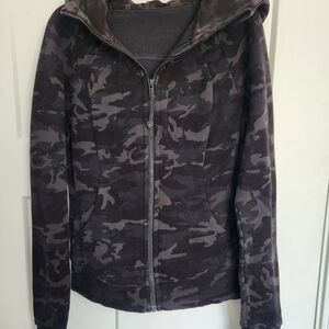 Lululemon Black Camouflage Zip-Up Scuba Hoodie
